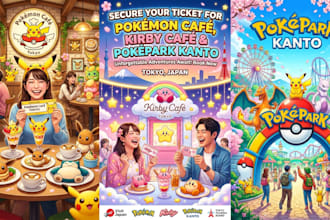 secure your ticket for pokemon cafe, kirby cafe and pokepark kanto