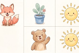 draw a cute childrens spot illustration for your kids story or coloring book