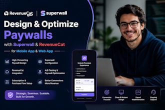 designs and optimize paywalls and superwall revenuecat for mobile app or web app