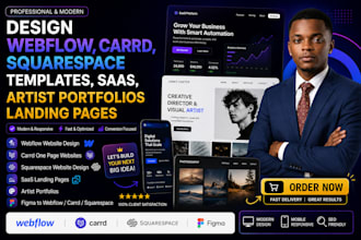 design webflow carrd squarespace templates saas, artist portfolios landing pages
