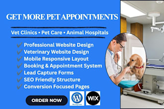 design a veterinary clinic website for vets and animal hospitals