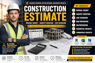 do construction estimate, material takeoff quantity surveyor and cost estimation