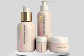 design minimalist cosmetics product label and 3d mockup