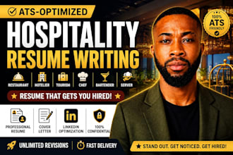 write hospitality, restaurant, tourism, chef, hotelier, bartender, server resume