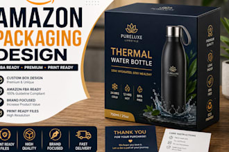 design amazon product packaging  box packaging labels and insert cards