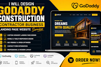 design godaddy construction contractor business landing page website service