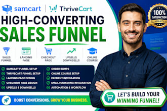 samcart, thrivecart, sales funnel, samcart funnel, landing page, online course
