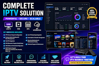 setup iptv server with admin panel for live tv, vod, epg, and API integration