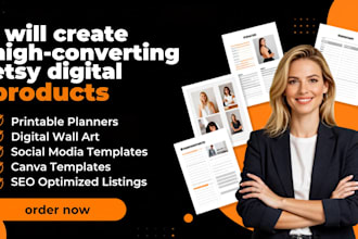 create professional etsy digital products, printables, planners,