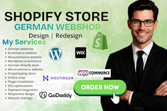 design, redesign german shopify store website, webshop, german wordpress website