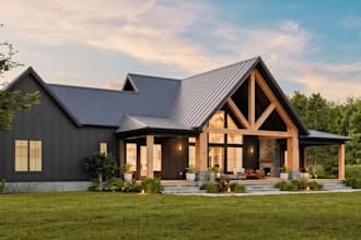 design modern barndominium interior and exterior renderings