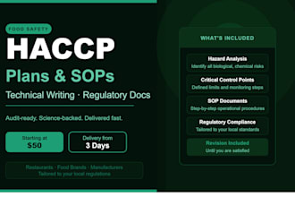 deliver food science haccp plans and technical writing
