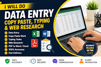 data entry, copy paste, typing and web research