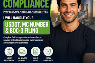 handle your fmcsa compliance usdot mc number and boc3 filing