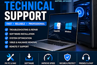 fix your PC or mac issues and provide technical support