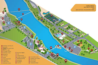 build custom illustrated vector map design for print, web or branding