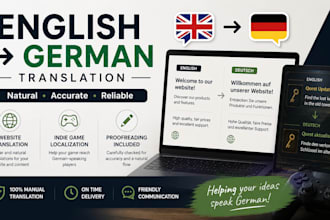 translate websites, short texts, and indie games into german