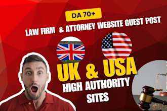 do law firm guest post backlink on usa and uk da 70  sites