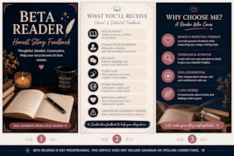 beta read your novel, or fanfiction whith honest feedback