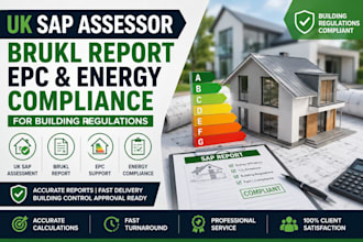 provide uk sap assessor  brukl report epc  and energy compliance for building