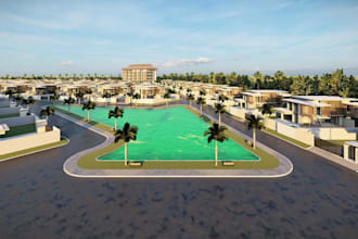 residential estate master plan,gated community visual,cgi recreational landscape