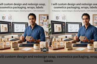 custom design and redesign soap, cosmetics packaging, wraps, labels