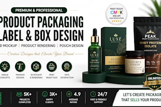 design product packaging box label pouch design 3d mockup and product rendering