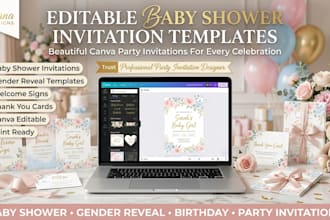 design editable baby shower invitation template canva party invitation
