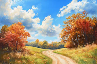 paint landscape in digital oil painting