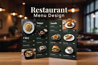 design restaurant menus, branding and social media posts
