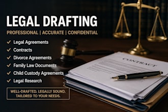 draft legal agreements, contracts, divorce child custody and family law document