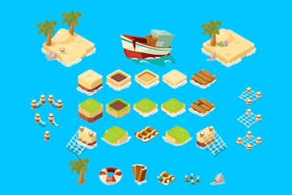 pixel art sprite sheet, isometric pixel art pixel illustration, pixel background