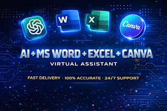 be your ai, ms word, excel and canva virtual assistant