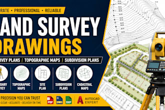 land survey drawing, survey plan, topographic cadastral map and subdivision plan