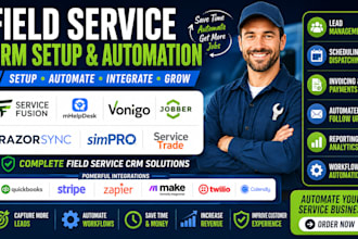 setup service fusion, jobber, simpro and field service crm automation