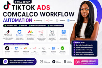 setup tiktok ads comcalco workflow automation mondaycom n8n landbot intercom