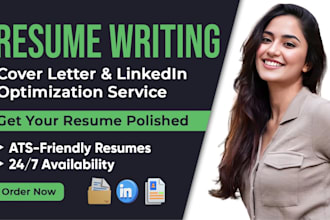 write a professional ats friendly resume update CV cover letter linkedin