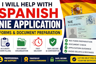 help with spainsh nie, nif application forms and document preparation