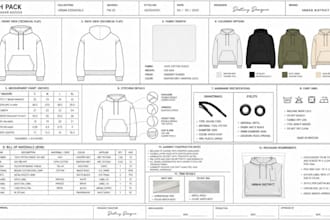 design clothing techpack for streetwear, hoodie, t shirt activewears with mockup