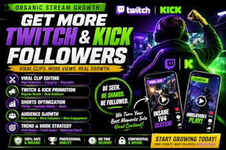 promote your twitch or kick channel and edit viral clips