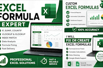 create excel spreadsheets, formulas, dashboards and reports