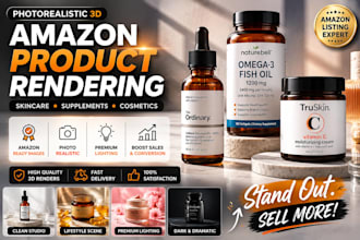 create photorealistic amazon 3d product renders for skincare brands