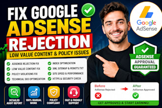 fix google adsense rejection, low value content and policy issues