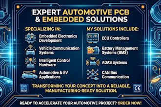 develop automotive pcb, ecu, bms, adas, can bus embedded systems