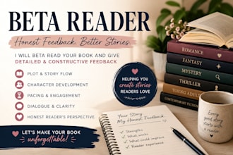 beta read your book and give detailed feedback
