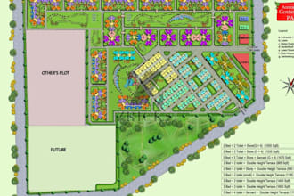 draw property site plan, plot plan, and landscape design in autocad