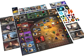 board game design, card game design, box art, tabletop game illustration