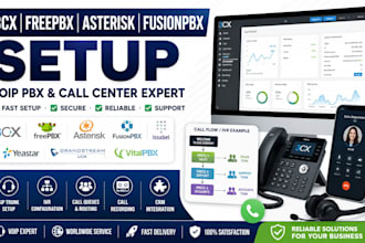 setup 3cx freepbx asterisk fusionpbx voip pbx sip trunk call center IVR