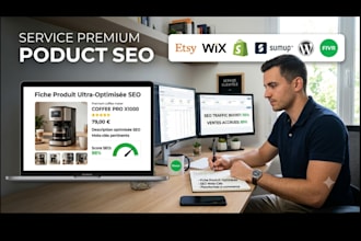 write SEO product descriptions for etsy shopify wix woocommerce via CSV