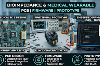 design bioimpedance and medical wearable pcb, firmware and prototype